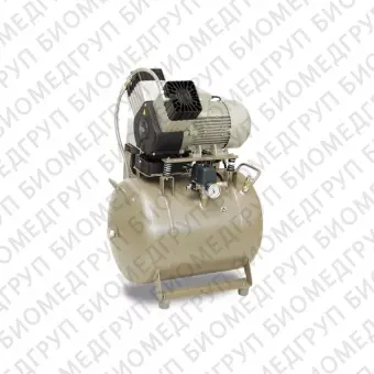 EKOM DK50 2V/50 безмасляный компрессор для 2x стоматологических установок без кожуха, без осушителя, с ресивером 50 л