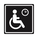 Плоскостной знак Место кратковременного отдыха или ожидания для инвалидов 250х250 белый на черном